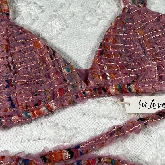 NWT For Love & Lemons Dionne Bra Top Bohemian Vibes Sz M & L Dusty Rose Multi - Picture 13 of 17
